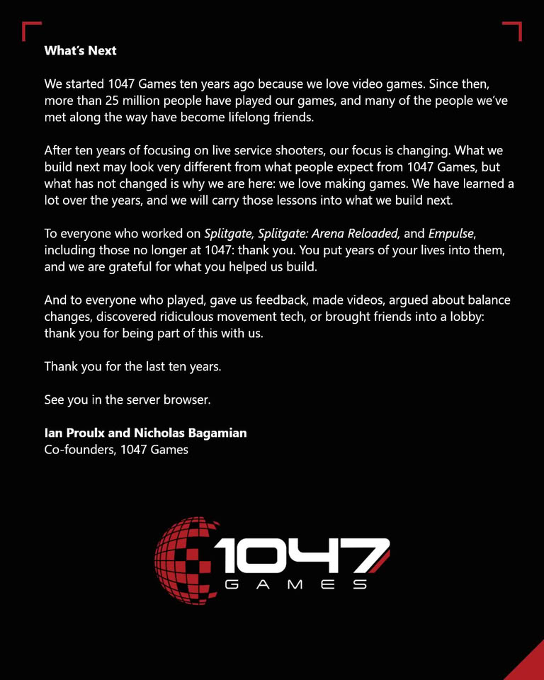1047 Games Pulls Plug on Empulse and Splitgate Servers, Moving to Peer-to-Peer Hosting